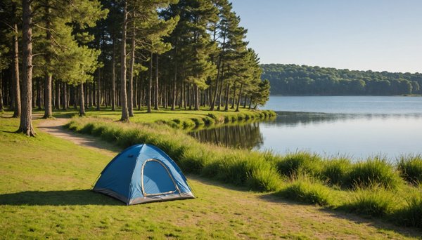 Camper au bord d'un lac en pleine nature en vendée